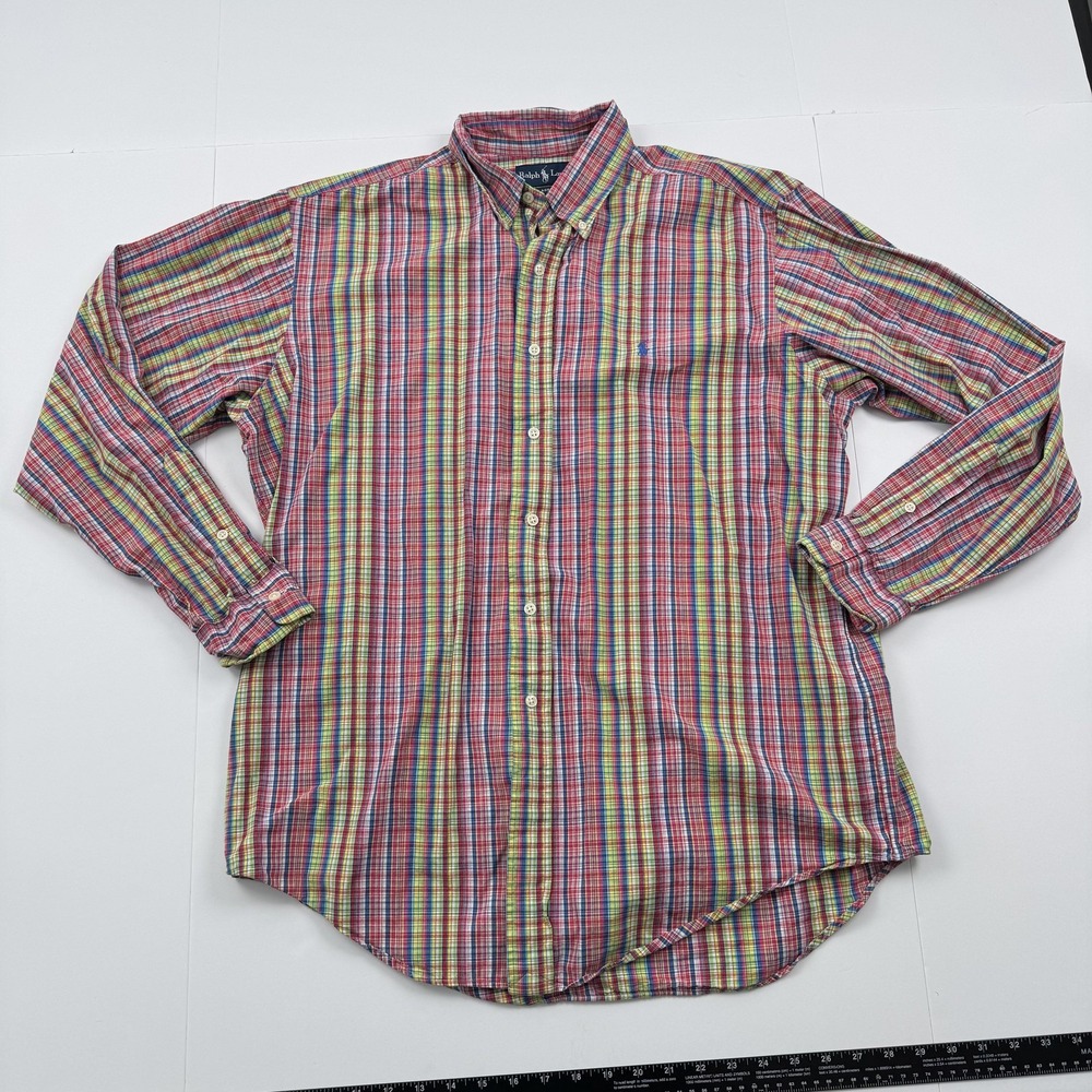 Ralph Lauren Shirt Mens Large Plaid Classic Fit Button Down Long Sleeve